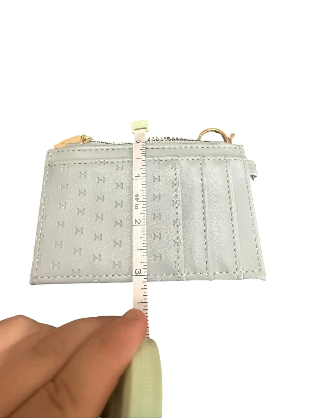 Halston Heritage White Leather Card Holder with Gold Clasp